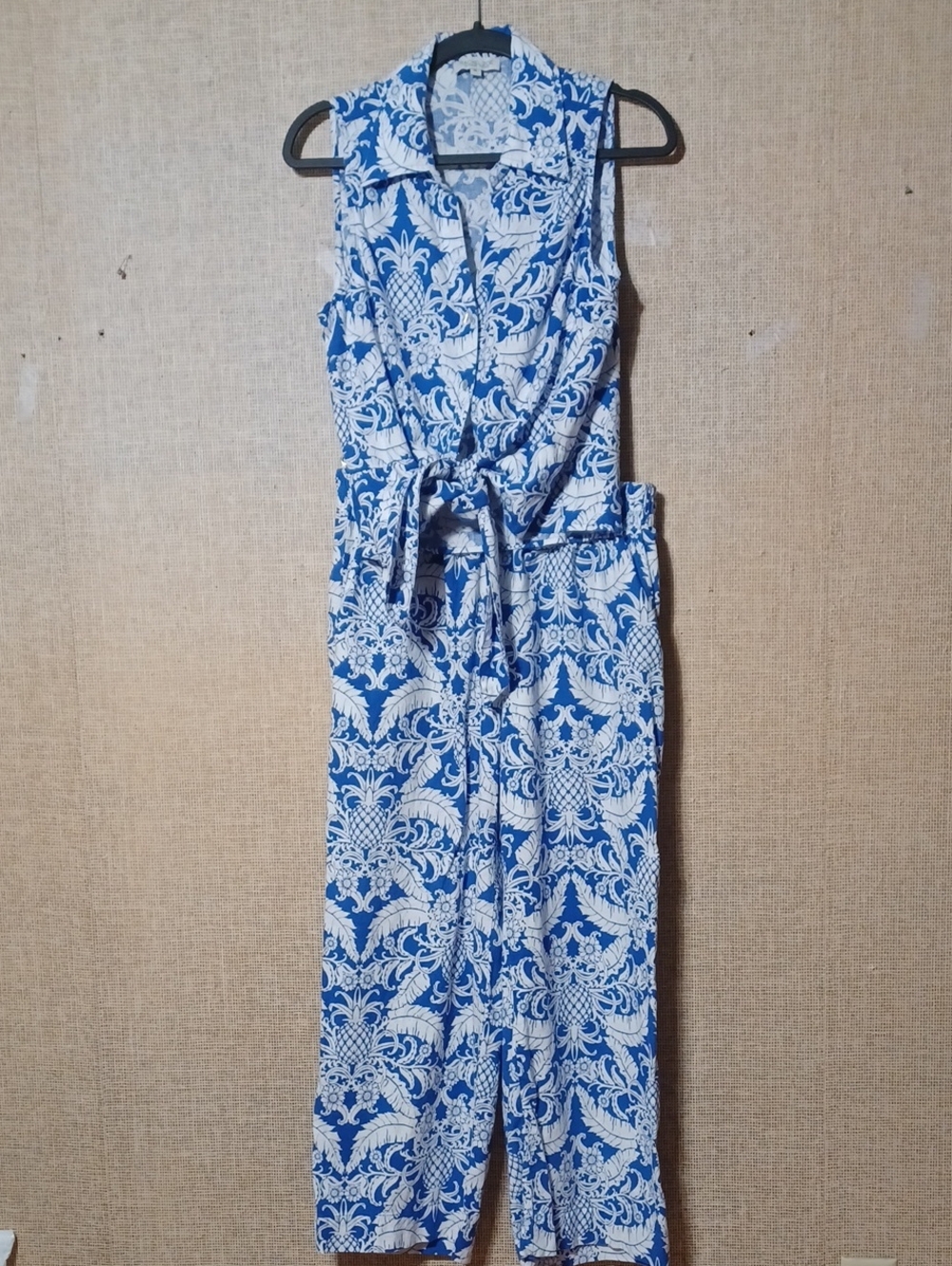 Rachel Zoe Blue and White Printed Jumpsuit